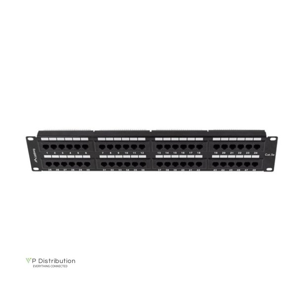PATCH PANEL 48 PORT 2U 19" CAT.5E UTP BLACK LANBERG