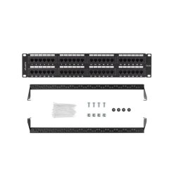 PATCH PANEL 48 PORT 2U 19" CAT.5E UTP BLACK LANBERG