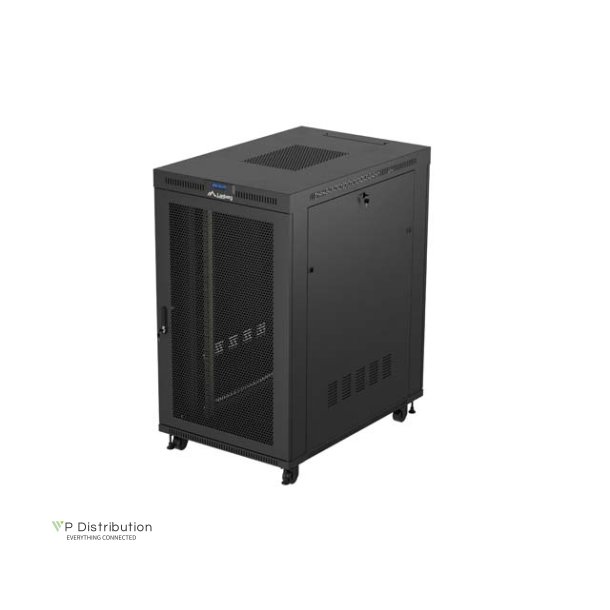 RACK CABINET 19" FREE-STANDING 27U/800X1200 (FLAT PACK) WITH MESH DOOR LCD BLACK LANBERG