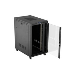 RACK CABINET 19" FREE-STANDING 27U/800X1200 (FLAT PACK) WITH GLASS DOOR LCD BLACK LANBERG