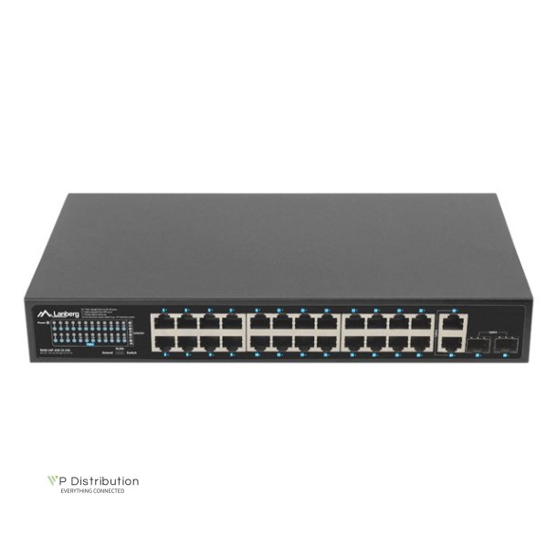 SWITCH LANBERG 24X 1GB POE+/2X GB 2X SFP RACK 19" GIGABIT ETHERNET 250W