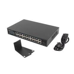 SWITCH LANBERG 24X 1GB POE+/2X GB 2X SFP RACK 19" GIGABIT ETHERNET 360W