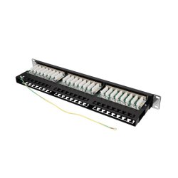 PATCH PANEL 48 PORT 1U 19" CAT.5E FTP WITH CABLE ORGANIZER SHIELDED BLACK LANBERG