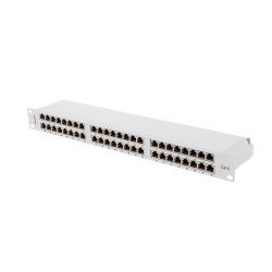 PATCH PANEL 48 PORT 1U 19" CAT.6 FTP WITH CABLE ORGANIZER SHIELDED GREY LANBERG