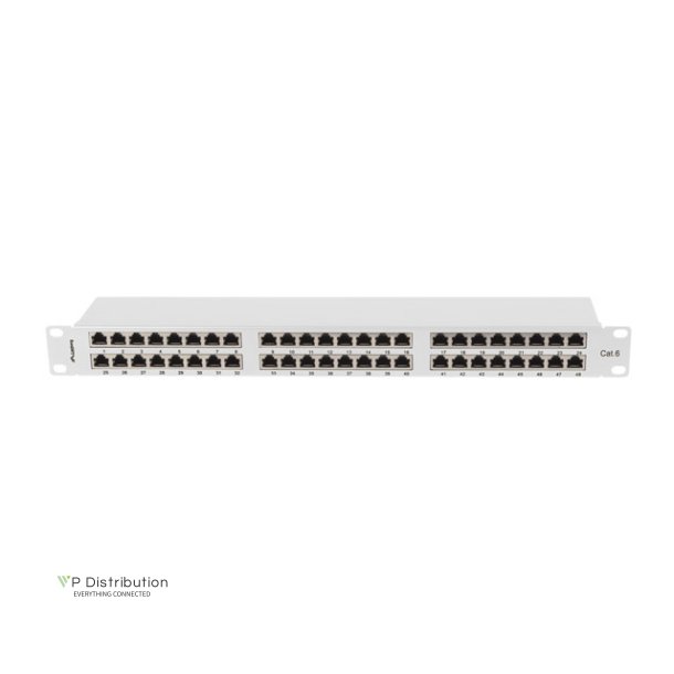 PATCH PANEL 48 PORT 1U 19" CAT.6 FTP WITH CABLE ORGANIZER SHIELDED GREY LANBERG