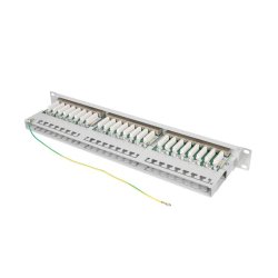 PATCH PANEL 48 PORT 1U 19" CAT.6 FTP WITH CABLE ORGANIZER SHIELDED GREY LANBERG