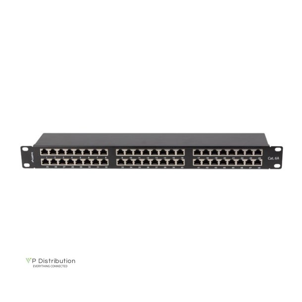 PATCH PANEL 48 PORT 1U 19" CAT.6A FTP WITH CABLE ORGANIZER SHIELDED BLACK LANBERG