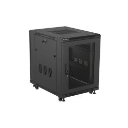 RACK CABINET 19" FREE-STANDING 15U/600X800 (FLAT PACK) WITH MESH DOOR BLACK LANBERG