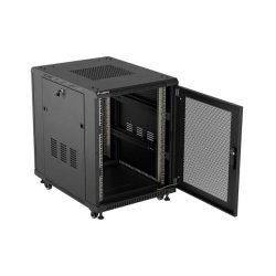 RACK CABINET 19" FREE-STANDING 15U/600X800 (FLAT PACK) WITH MESH DOOR BLACK LANBERG