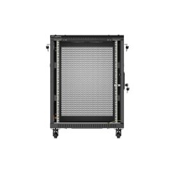 RACK CABINET 19" FREE-STANDING 15U/600X800 (FLAT PACK) WITH MESH DOOR BLACK LANBERG