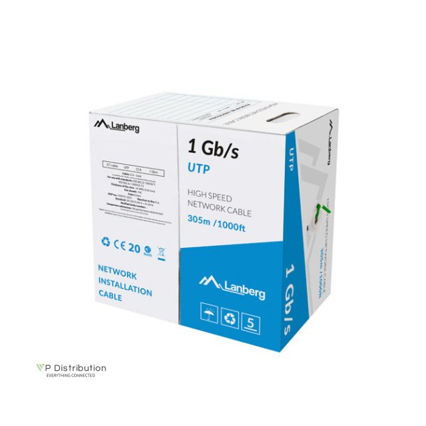 LAN CABLE 1GB/S 305M SOLID CCA GREEN LANBERG