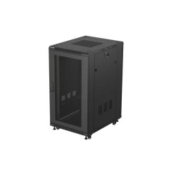 RACK CABINET 19" FREE-STANDING 22U/600X800 (FLAT PACK) WITH MESH DOOR BLACK LANBERG