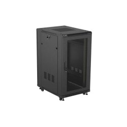 RACK CABINET 19" FREE-STANDING 22U/600X800 (FLAT PACK) WITH MESH DOOR BLACK LANBERG