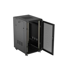 RACK CABINET 19" FREE-STANDING 22U/600X800 (FLAT PACK) WITH MESH DOOR BLACK LANBERG