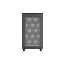 RACK CABINET 19" FREE-STANDING 22U/600X800 (FLAT PACK) WITH MESH DOOR BLACK LANBERG