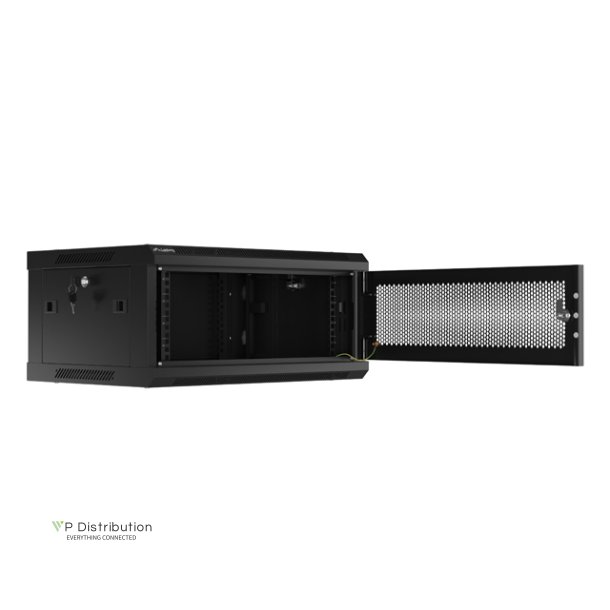 RACK CABINET 19" WALL-MOUNT 4U/600X450 (FLAT PACK) WITH PERFORATED DOOR BLACK LANBERG