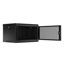 RACK CABINET 19" WALL-MOUNT 6U/600X450 (FLAT PACK) WITH PERFORATED DOOR BLACK LANBERG