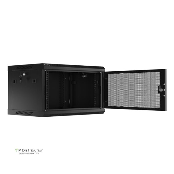RACK CABINET 19" WALL-MOUNT 6U/600X450 (FLAT PACK) WITH PERFORATED DOOR BLACK LANBERG
