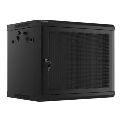 RACK CABINET 19" WALL-MOUNT 9U/600X450 (FLAT PACK) WITH PERFORATED DOOR BLACK LANBERG