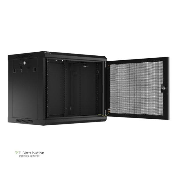 RACK CABINET 19" WALL-MOUNT 9U/600X450 (FLAT PACK) WITH PERFORATED DOOR BLACK LANBERG