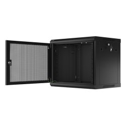 RACK CABINET 19" WALL-MOUNT 9U/600X450 (FLAT PACK) WITH PERFORATED DOOR BLACK LANBERG