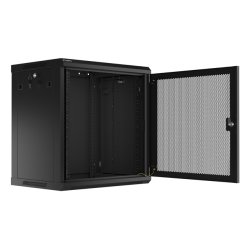 RACK CABINET 19" WALL-MOUNT 12U/600X450 (FLAT PACK) WITH PERFORATED DOOR BLACK LANBERG