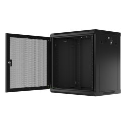 RACK CABINET 19" WALL-MOUNT 12U/600X450 (FLAT PACK) WITH PERFORATED DOOR BLACK LANBERG