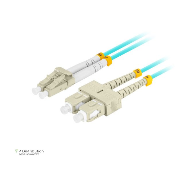 FIBER OPTIC PATCHCORD MM LC/UPC-SC/UPC DUPLEX 0.5M LSZH OM3 50/125 3.0MM AQUA LANBERG