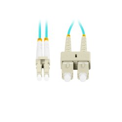 FIBER OPTIC PATCHCORD MM LC/UPC-SC/UPC DUPLEX 1M LSZH OM3 50/125 3.0MM AQUA LANBERG