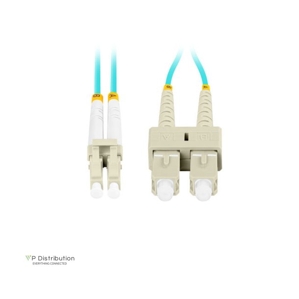 FIBER OPTIC PATCHCORD MM LC/UPC-SC/UPC DUPLEX 1M LSZH OM3 50/125 3.0MM AQUA LANBERG