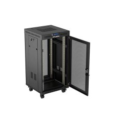 RACK CABINET 19" FREE-STANDING 22U/600X600 (FLAT PACK) WITH MESH DOOR LCD BLACK LANBERG V2