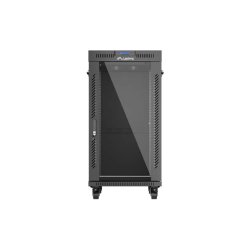 RACK CABINET 19" FREE-STANDING 22U/600X800 (FLAT PACK) WITH GLASS DOOR LCD BLACK LANBERG V2