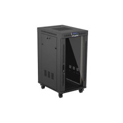 RACK CABINET 19" FREE-STANDING 22U/600X800 (FLAT PACK) WITH GLASS DOOR LCD BLACK LANBERG V2