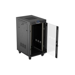 RACK CABINET 19" FREE-STANDING 22U/600X800 (FLAT PACK) WITH GLASS DOOR LCD BLACK LANBERG V2