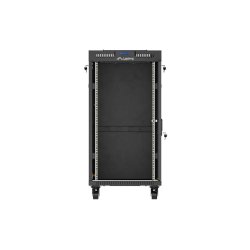 RACK CABINET 19" FREE-STANDING 22U/600X800 (FLAT PACK) WITH GLASS DOOR LCD BLACK LANBERG V2