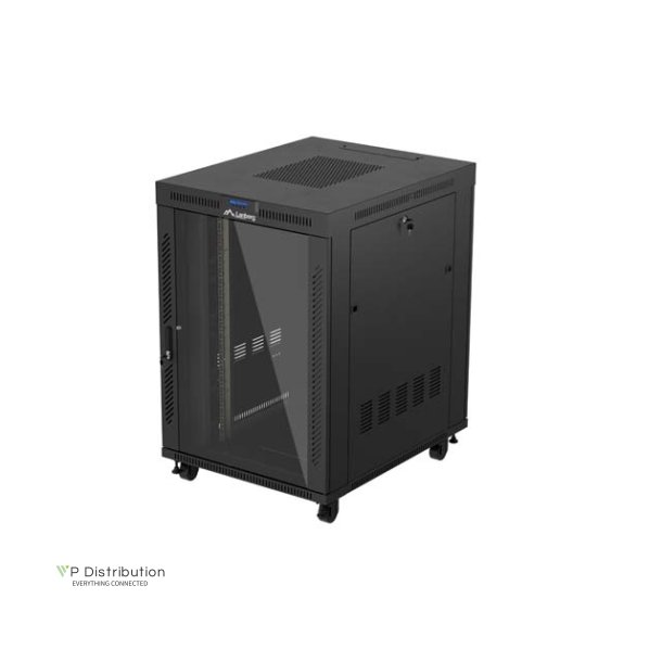 RACK CABINET 19" FREE-STANDING 22U/800X1000 (FLAT PACK) WITH GLASS DOOR LCD BLACK LANBERG V2