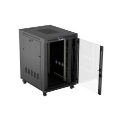RACK CABINET 19" FREE-STANDING 22U/800X1000 (FLAT PACK) WITH GLASS DOOR LCD BLACK LANBERG V2