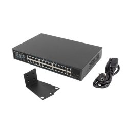 SWITCH LANBERG 24X 100MB POE+/2X COMBO RACK 19" GIGABIT ETHERNET 250W