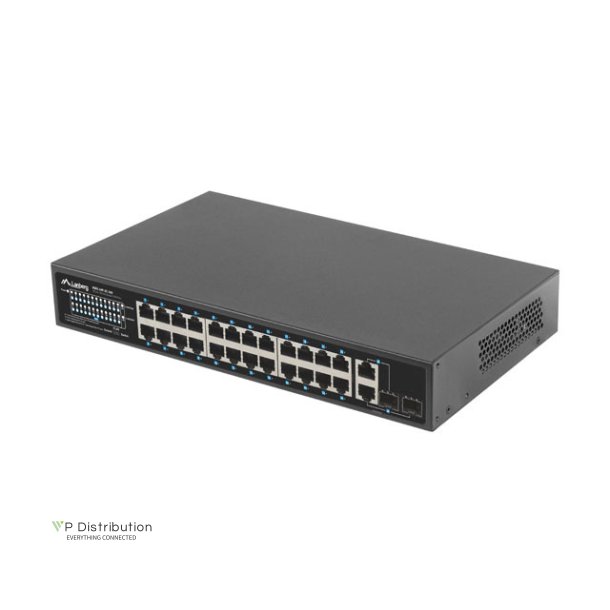 SWITCH LANBERG 24X 100MB POE+/2X COMBO RACK 19" GIGABIT ETHERNET 250W
