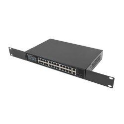 SWITCH LANBERG 24X 100MB POE+/2X COMBO RACK 19" GIGABIT ETHERNET 250W