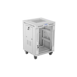 RACK CABINET 19" FREE-STANDING 15U/600X600 (FLAT PACK) WITH GLASS DOOR LCD GREY LANBERG V2