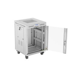 RACK CABINET 19" FREE-STANDING 15U/600X600 (FLAT PACK) WITH GLASS DOOR LCD GREY LANBERG V2