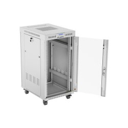 RACK CABINET 19" FREE-STANDING 22U/600X800 (FLAT PACK) WITH GLASS DOOR LCD GREY LANBERG V2