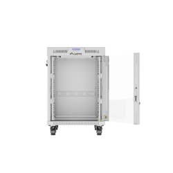RACK CABINET 19" FREE-STANDING 15U/600X800 (FLAT PACK) WITH GLASS DOOR LCD GREY LANBERG V2