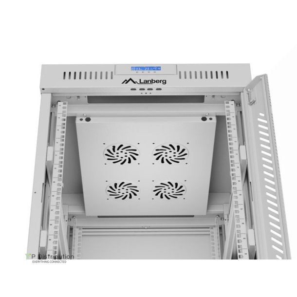 RACK CABINET 19" FREE-STANDING 15U/600X800 (FLAT PACK) WITH GLASS DOOR LCD GREY LANBERG V2