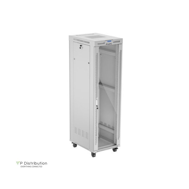 RACK CABINET 19" FREE-STANDING 42U/600X800 (FLAT PACK) WITH GLASS DOOR LCD GREY LANBERG V2
