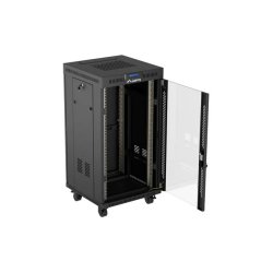 RACK CABINET 19" FREE-STANDING 22U/600X600 (FLAT PACK) WITH GLASS DOOR LCD BLACK LANBERG V2