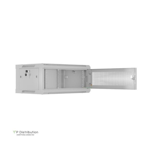RACK CABINET 19" WALL-MOUNT 4U/600X450 (FLAT PACK) WITH PERFORATED DOOR GREY LANBERG