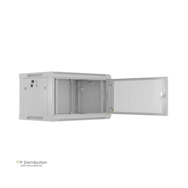 RACK CABINET 19" WALL-MOUNT 6U/600X450 (FLAT PACK) WITH PERFORATED DOOR GREY LANBERG