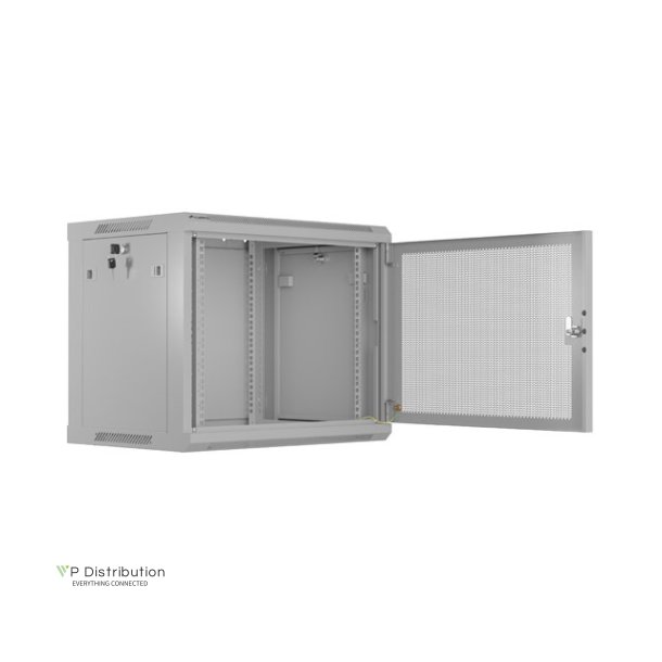 RACK CABINET 19" WALL-MOUNT 9U/600X450 (FLAT PACK) WITH PERFORATED DOOR GREY LANBERG